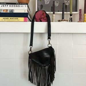 Bird Trouble Leather Fringe Purse
